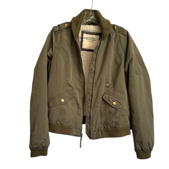 Abercrombie & Fitch Women's Green Bomber Jacket Size Large - Picture 2 of 13